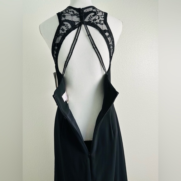 Hayley Paige Occasions Formal Black Halter Maxi Gown Size 12 - Picture 5 of 12